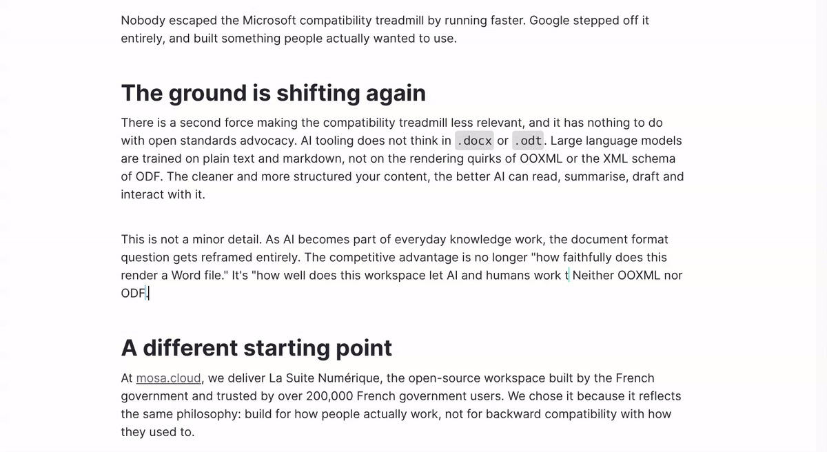 Real-time collaboration in the mosa.cloud document editor