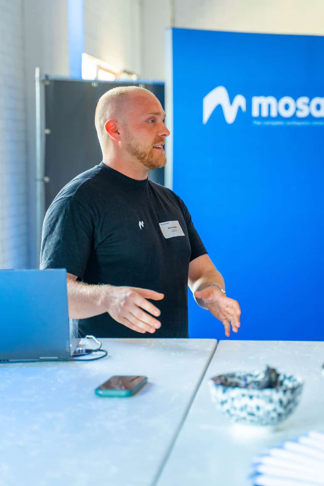 A live demo at one of the break-out desks